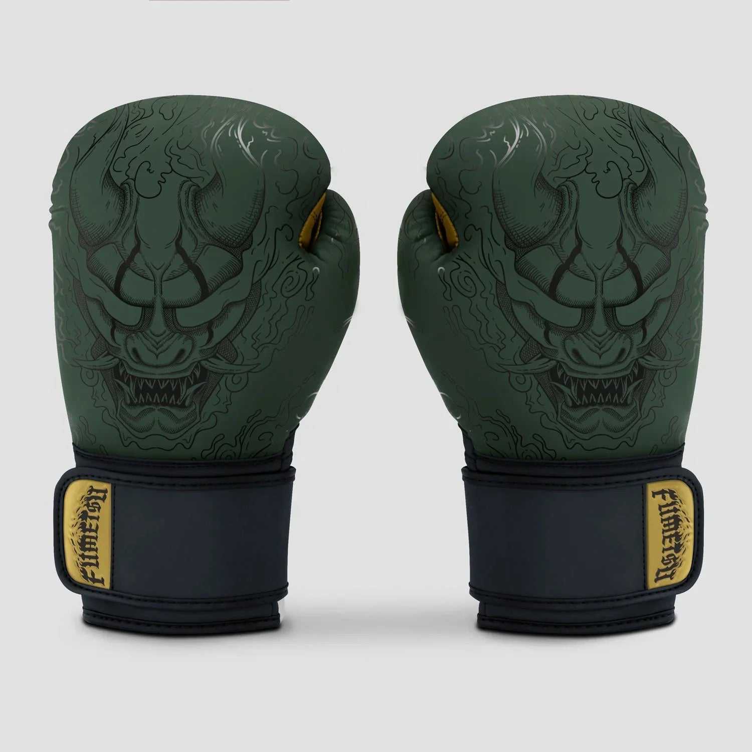 Fumetsu Oni Boxing Gloves - Khaki, Black & Gold