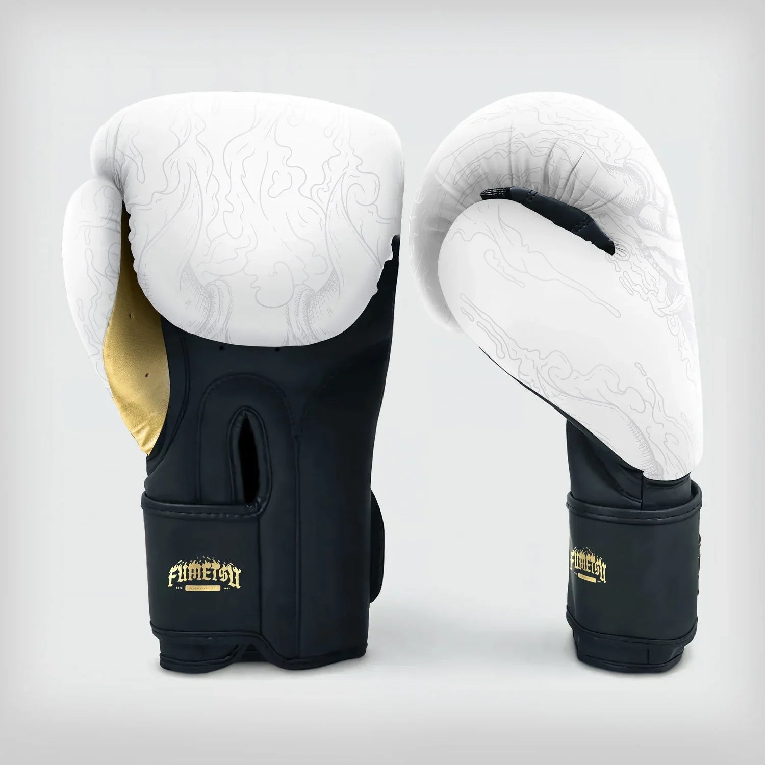 Fumetsu Oni Boxing Gloves - White, Black & Gold
