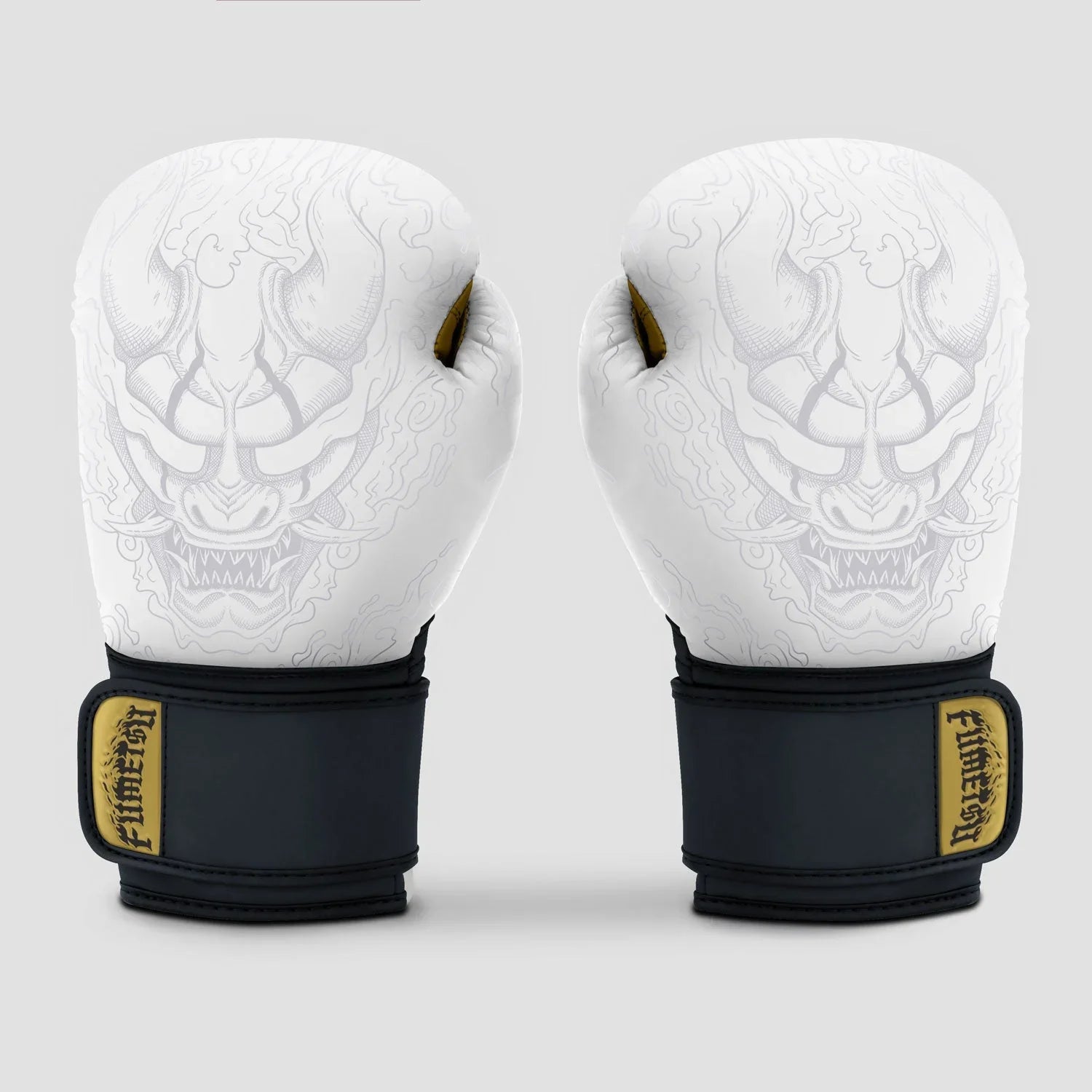 Fumetsu Oni Boxing Gloves - White, Black & Gold