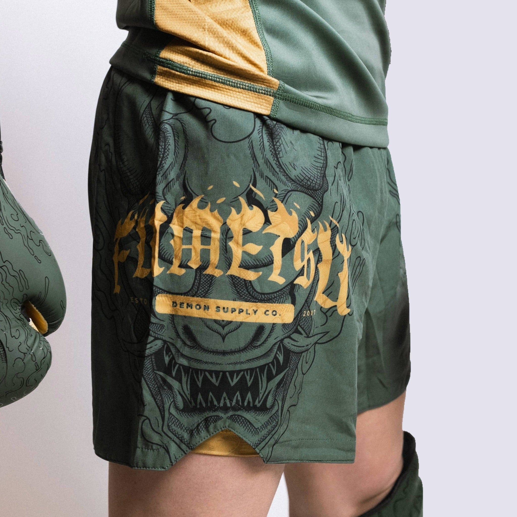 Fumetsu Oni Dual Layer Shorts - Khaki, Gold & Black
