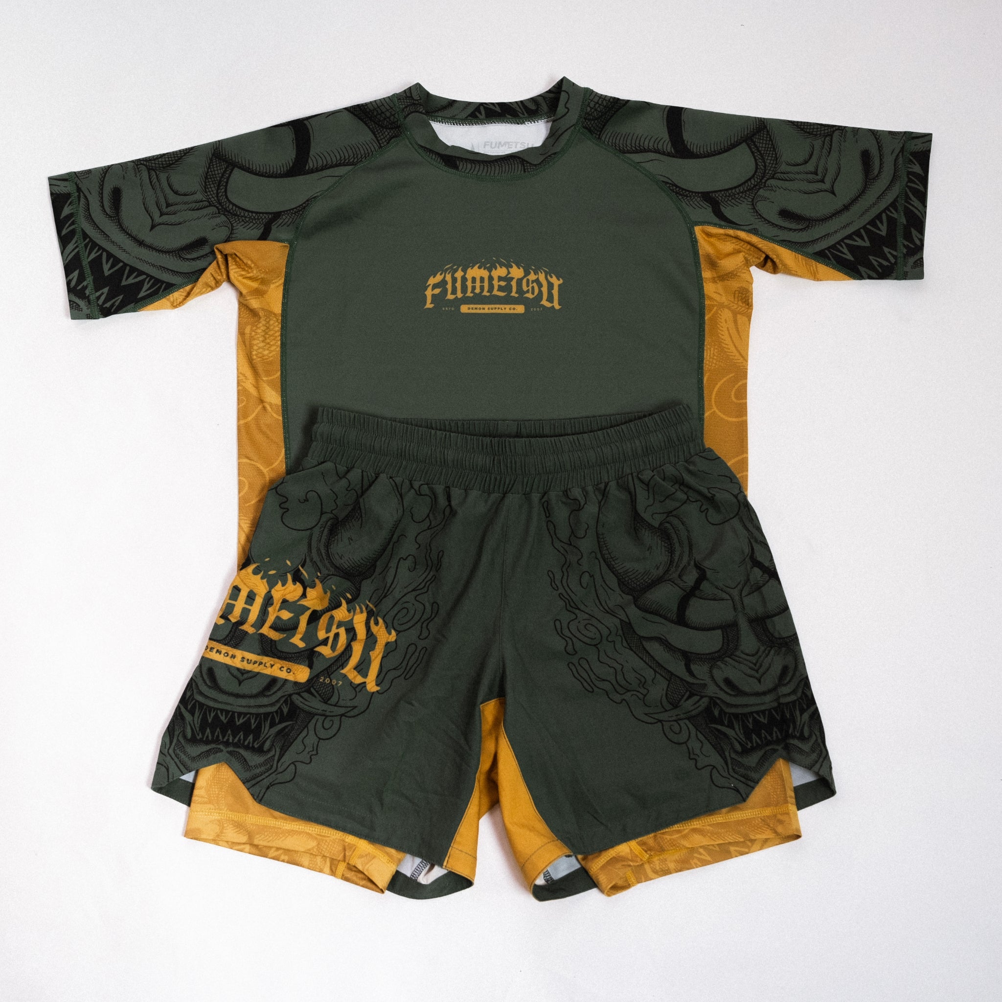 Fumetsu Oni Dual Layer Shorts - Khaki, Gold & Black