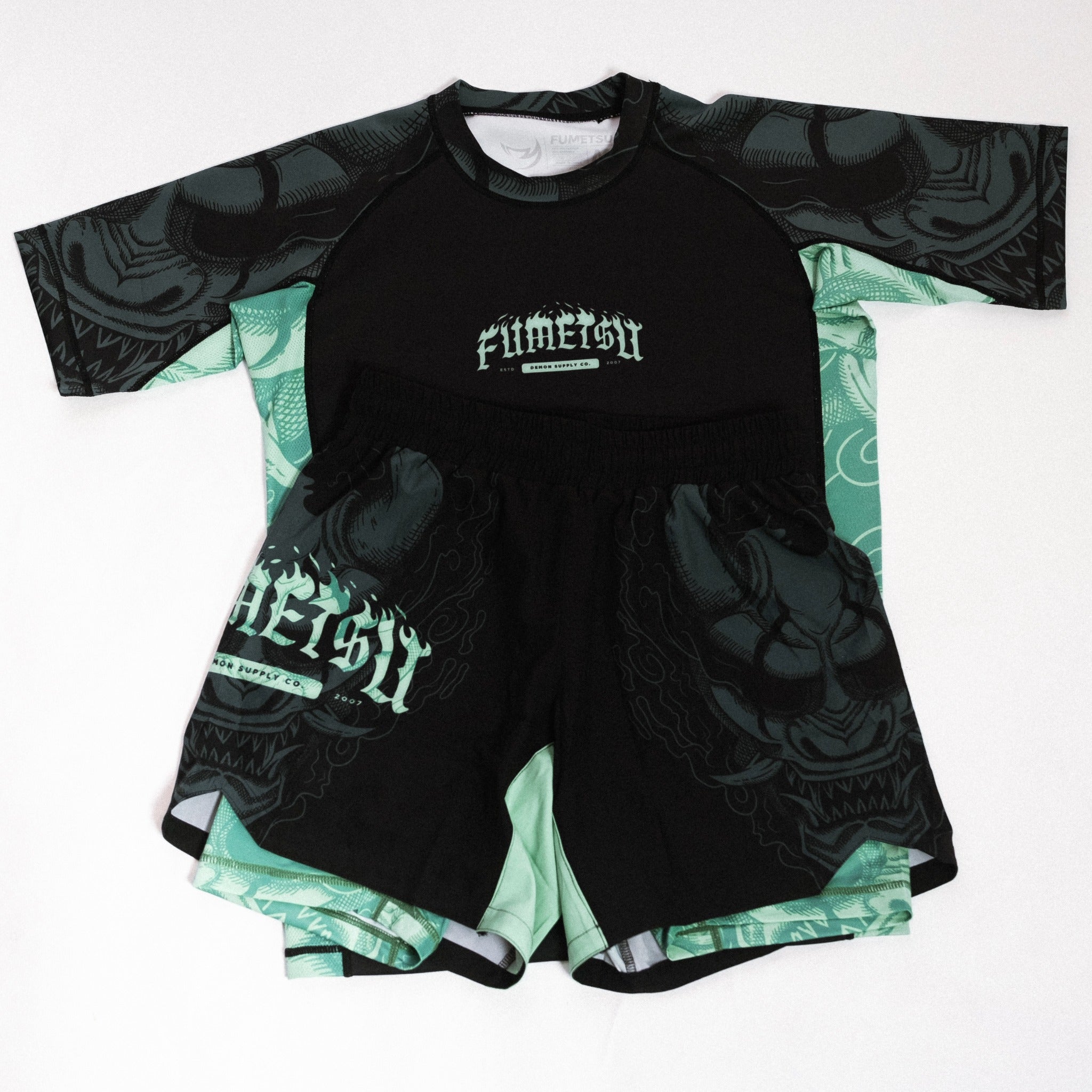 Fumetsu Oni Dual Layer Shorts - Black, Blue & Mint