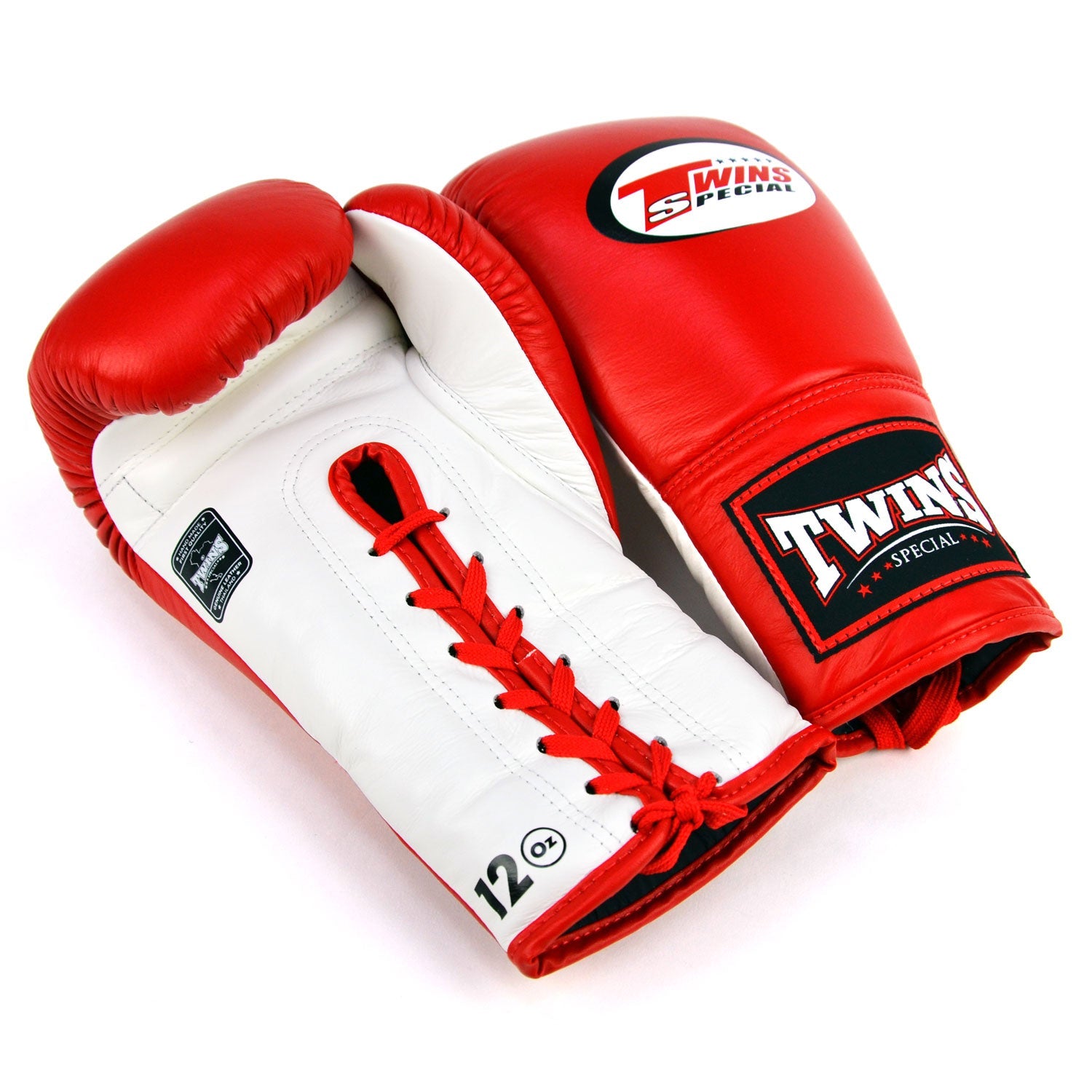 Twins Special Lace-Up Boxing Gloves - Red & White (BGLL1)
