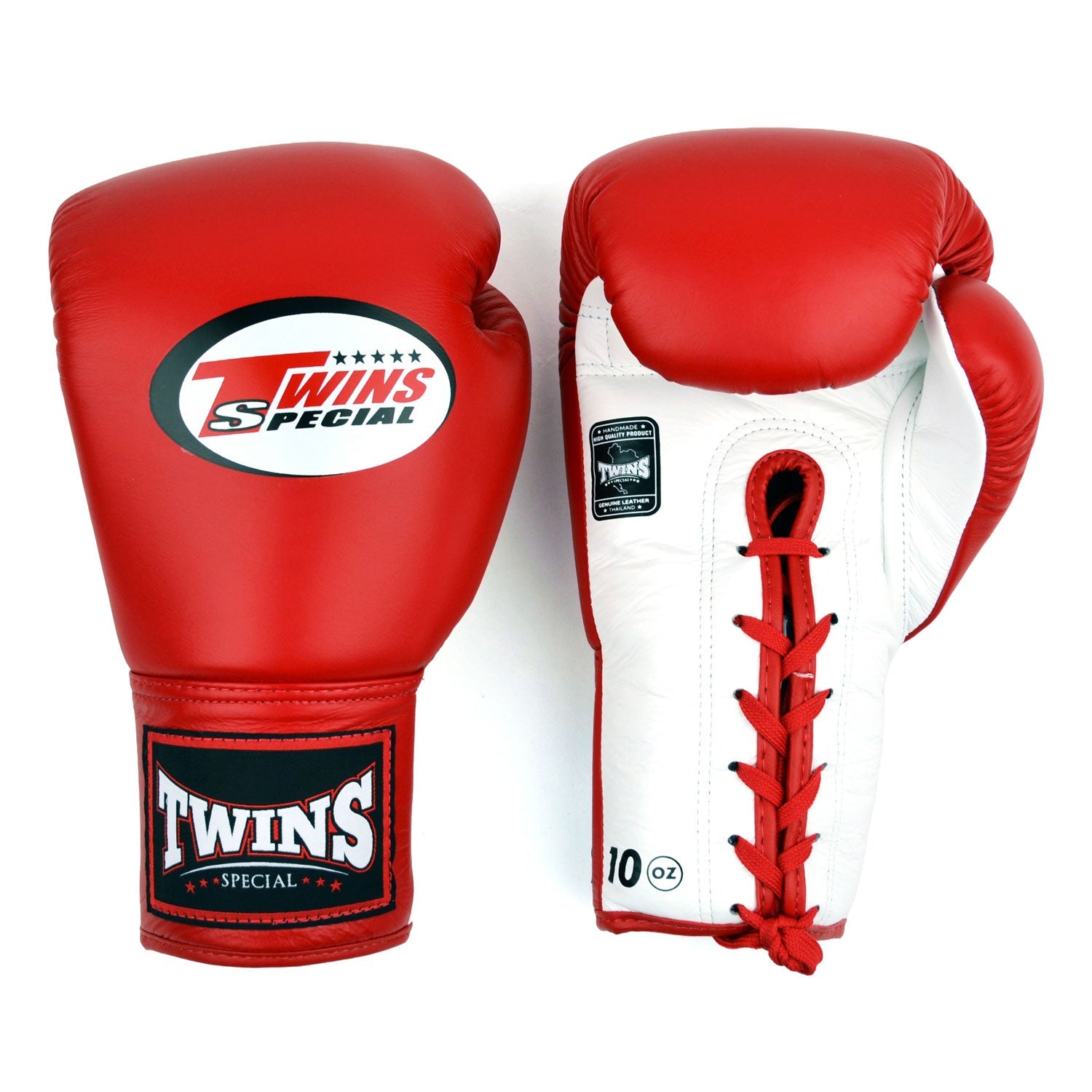 Twins Special Lace-Up Boxing Gloves - Red & White (BGLL1)