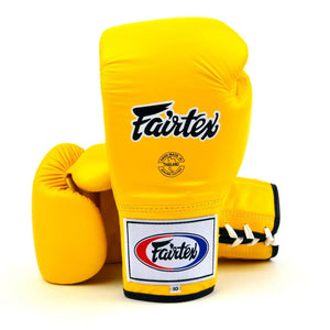 Fairtex Lace-Up Competition Boxing Gloves - Yellow (BGL6) - Muay Thailand