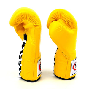 Fairtex Lace-Up Competition Boxing Gloves - Yellow (BGL6) - Muay Thailand