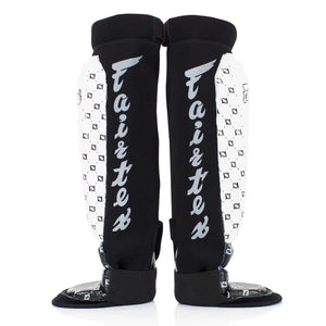 Fairtex SP6 Neoprene MMA Shin Pads - White-Black - Muay Thailand