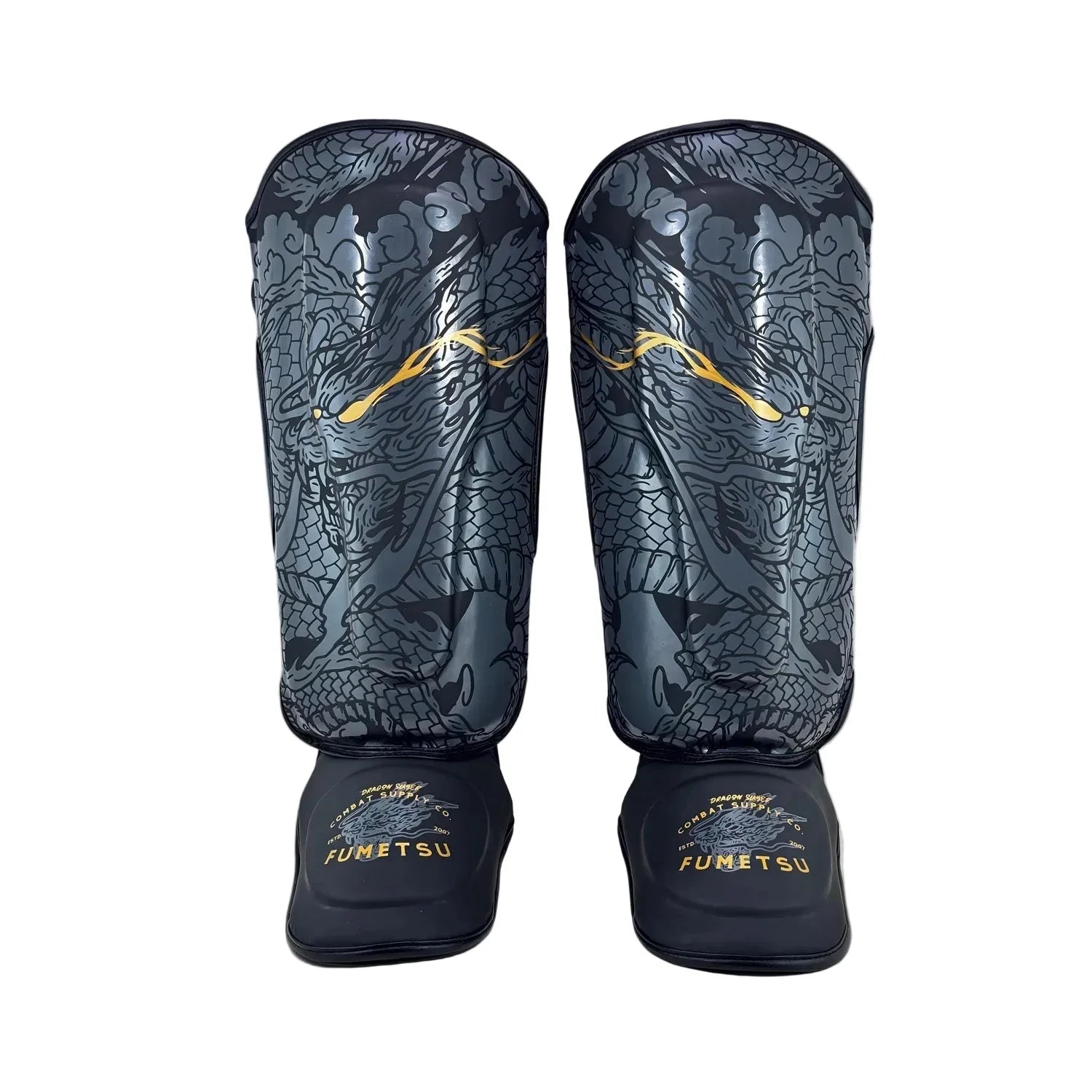 Fumetsu Dragon Slayer Shin Guards - Black & Gold - Muay Thailand