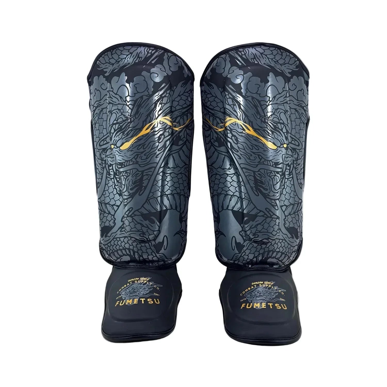 Fumetsu Dragon Slayer Shin Guards - Black & Gold - Muay Thailand