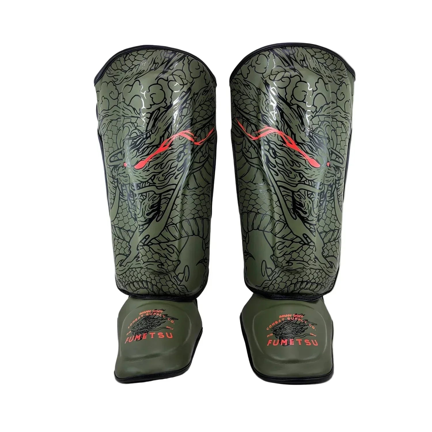 Fumetsu Dragon Slayer Shin Guards - Khaki & Orange - Muay Thailand