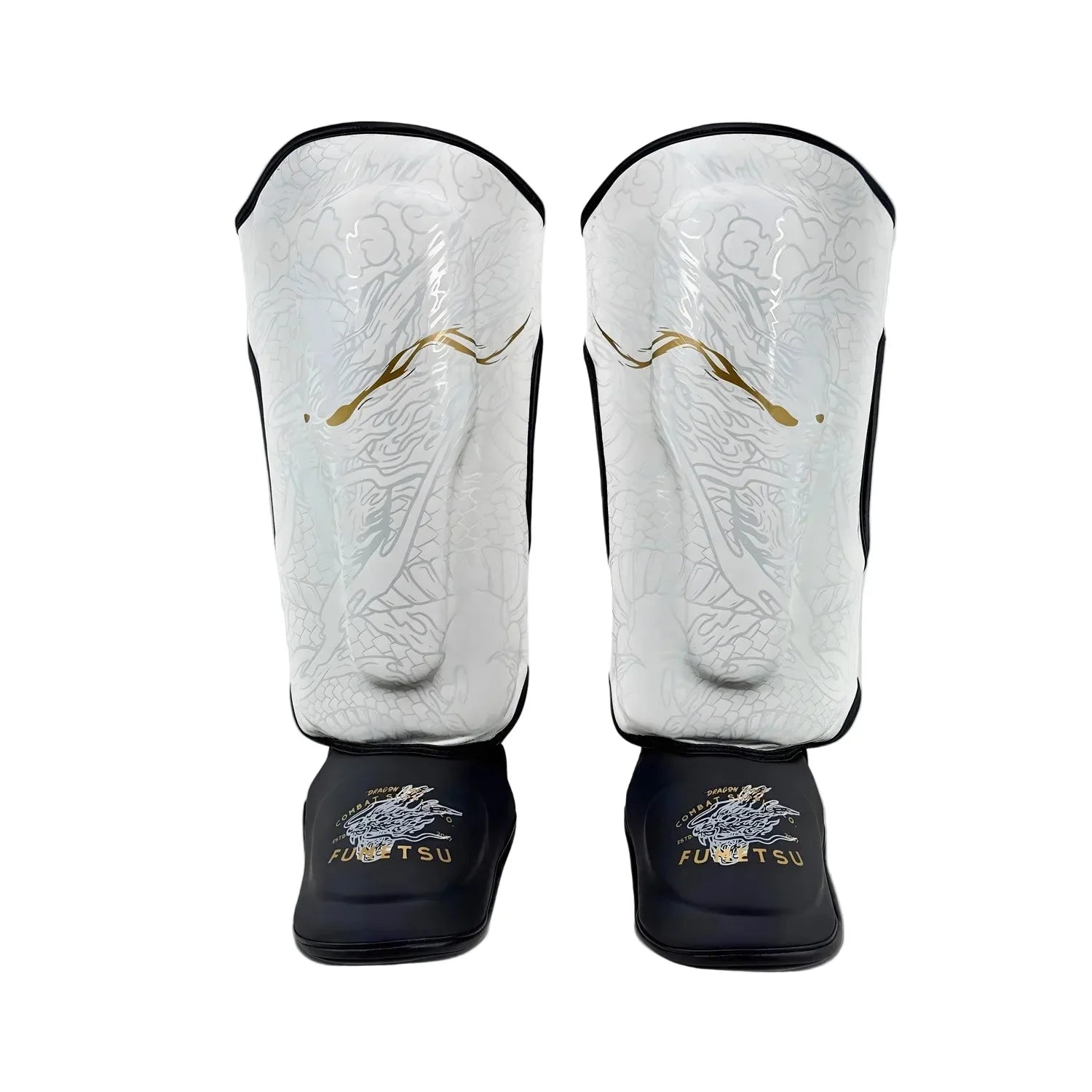 Fumetsu Dragon Slayer Shin Guards - White & Gold - Muay Thailand