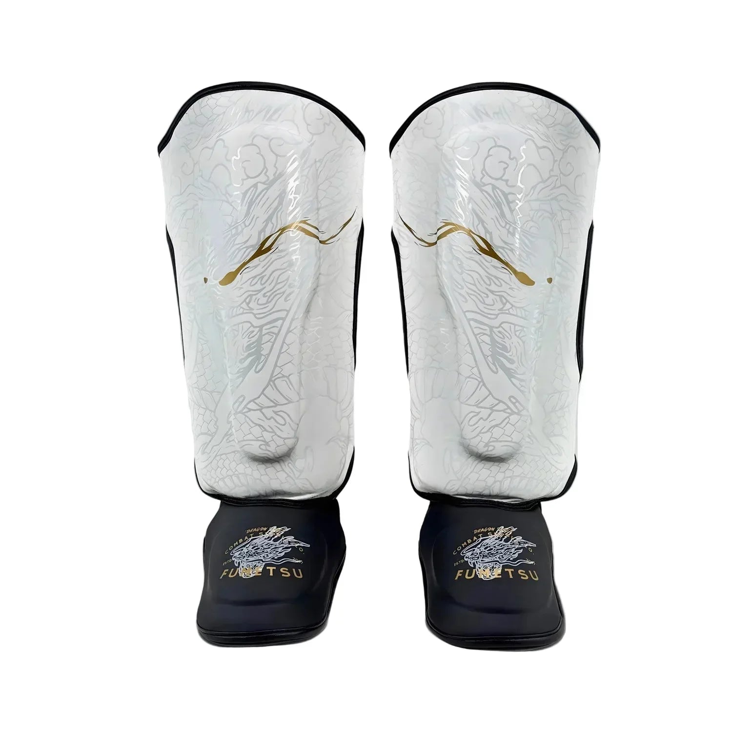 Fumetsu Dragon Slayer Shin Guards - White & Gold - Muay Thailand