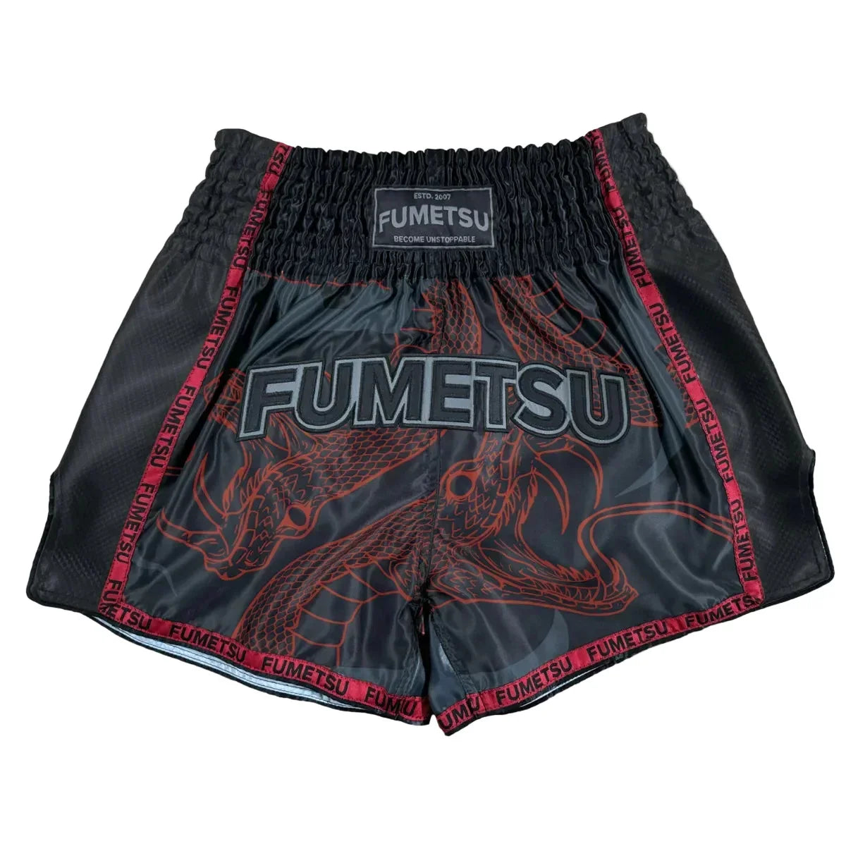 Fumetsu Muay Thai Shorts - Anaconda Black & Red - Muay Thailand
