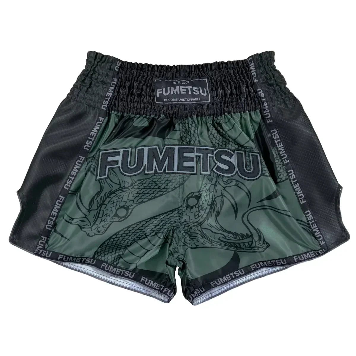 Fumetsu Muay Thai Shorts - Anaconda Khaki & Black - Muay Thailand