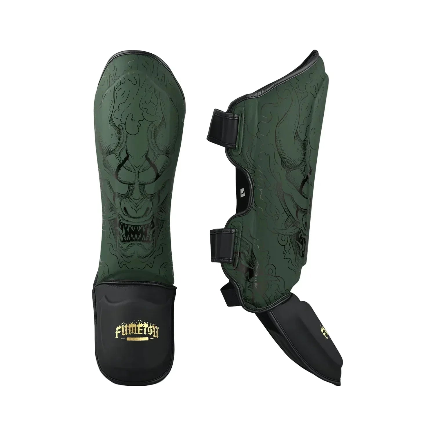 Fumetsu Oni Shin Guards - Khaki & Black - Muay Thailand