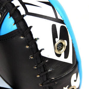 Twins Special Curved Leather Thai Kick Pads - Light Blue & Black (KPL10) - Muay Thailand