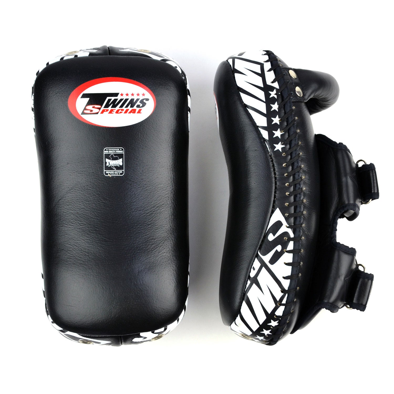 Twins Special Deluxe Curved Leather Kick Pads - Black (KPL12)