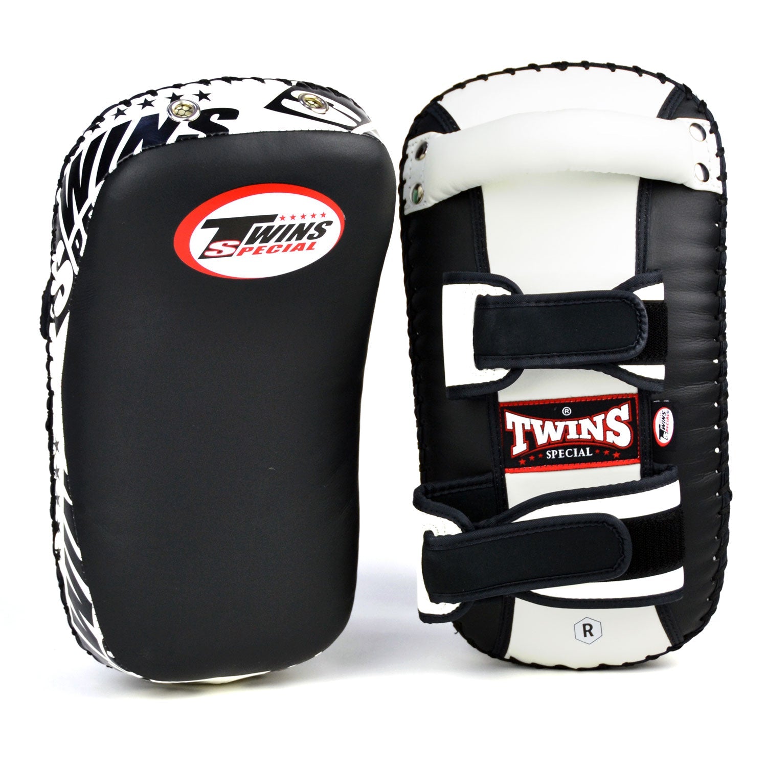 Twins Special Microfibre Thai Kick Pads - Black & White (KPS10)