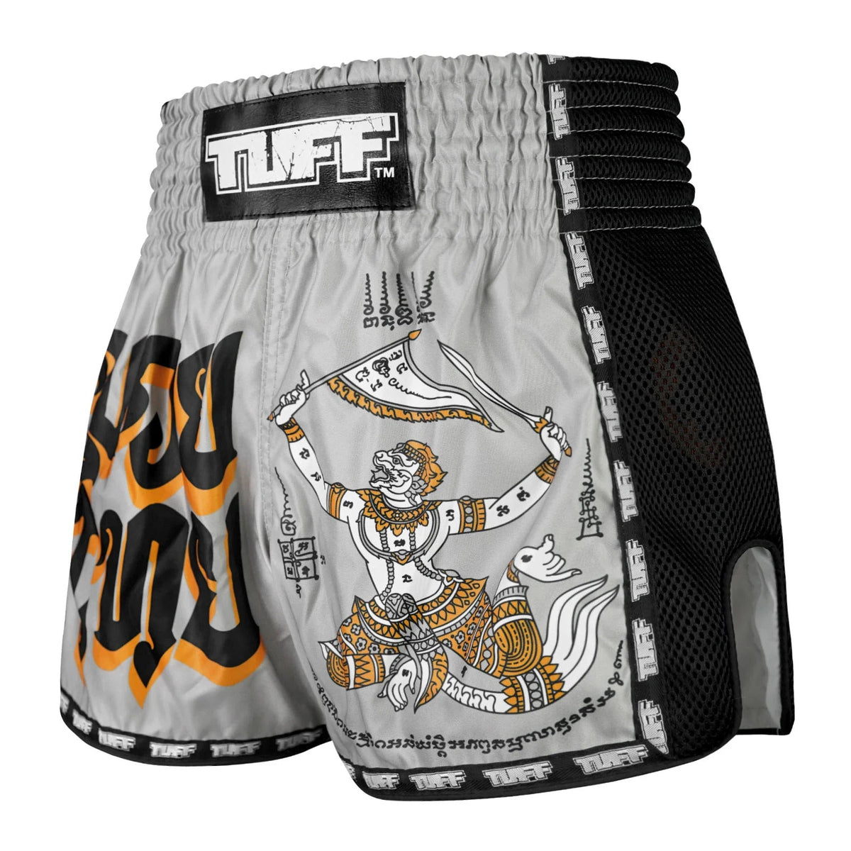 TUFF Retro Muay Thai Shorts - Hanuman Yantra with War Flag (MSC118)