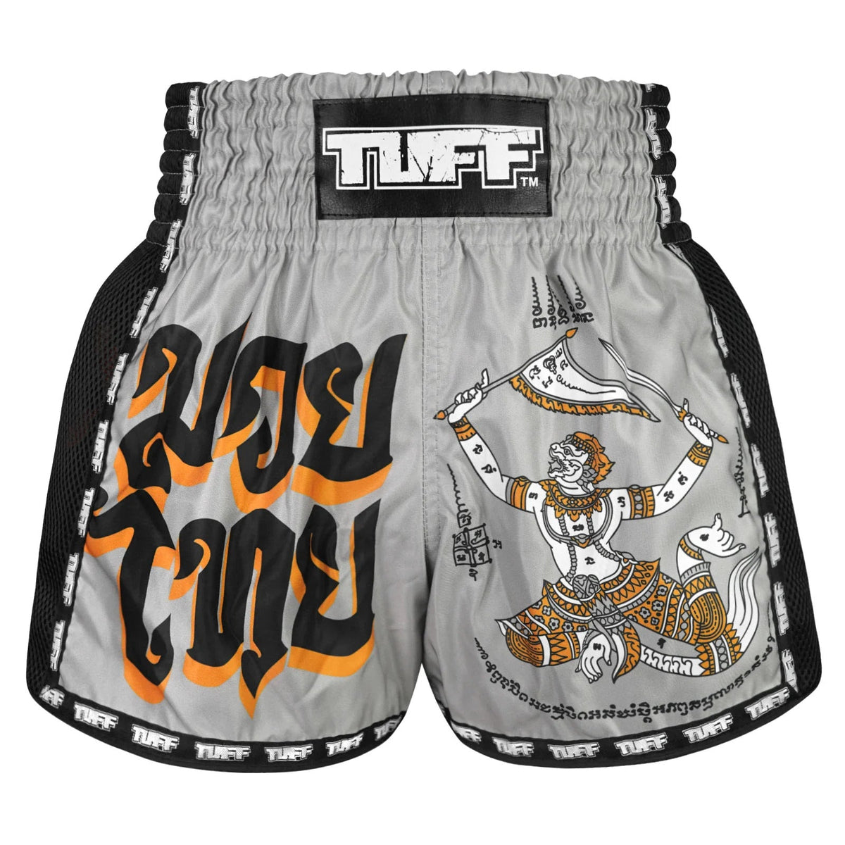TUFF Retro Muay Thai Shorts - Hanuman Yantra with War Flag (MSC118)