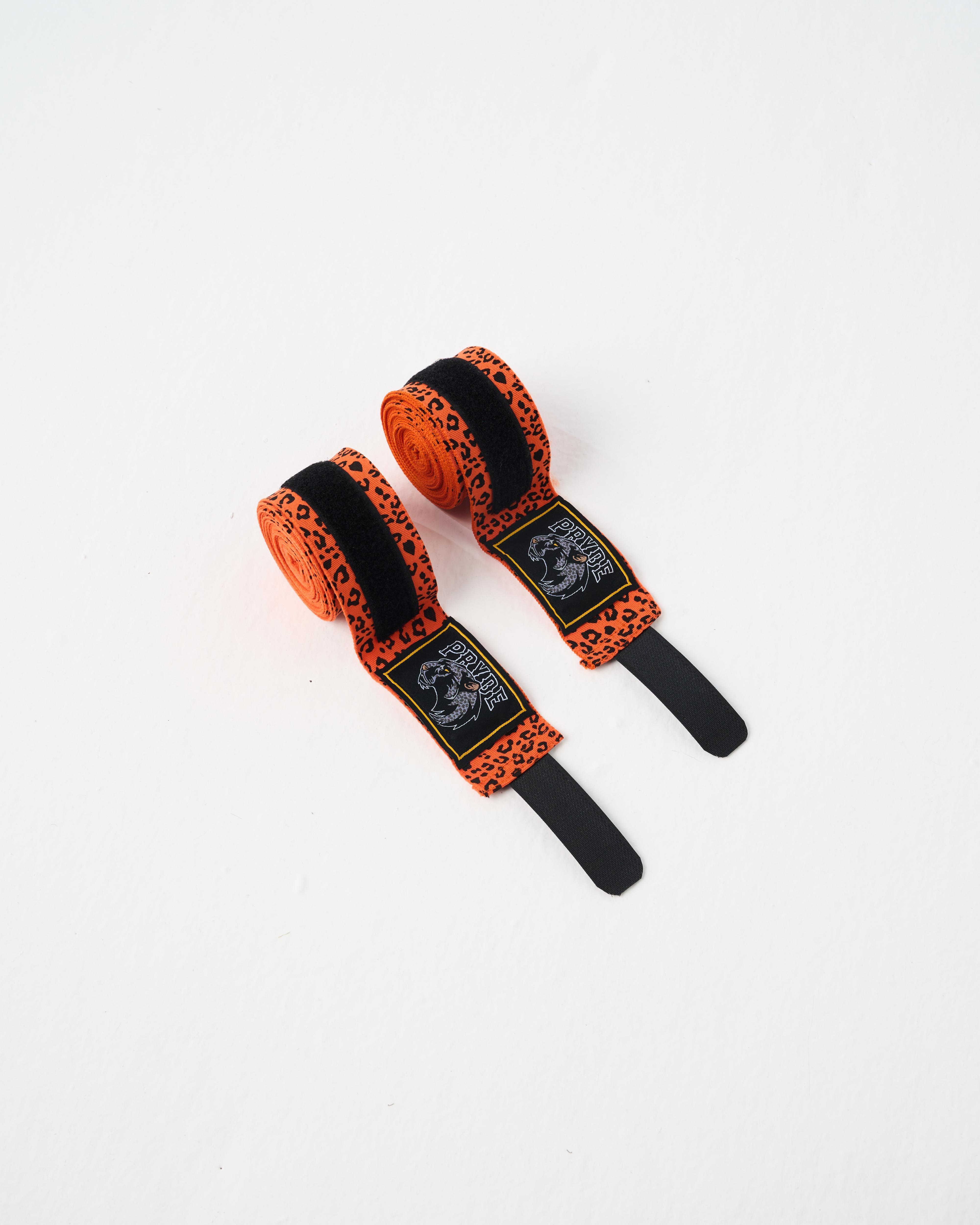 PRYDE Hand Wraps 4.5m - Orange Leopard - Muay Thailand