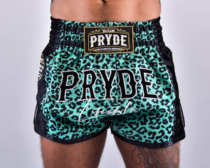 PRYDE Muay Thai Shorts - Green Leopard - Muay Thailand