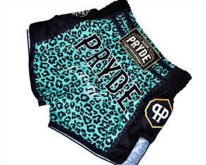 PRYDE Muay Thai Shorts - Green Leopard - Muay Thailand
