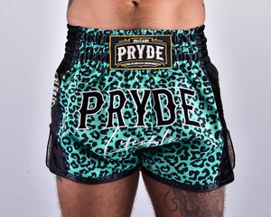 PRYDE Muay Thai Shorts - Green Leopard - Muay Thailand