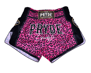 PRYDE Muay Thai Shorts - Pink Leopard - Muay Thailand