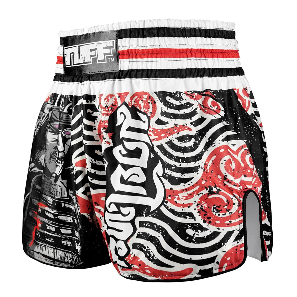 TUFF High-Cut Retro Muay Thai Shorts - Waves of Bushido Elegance (RMS102)