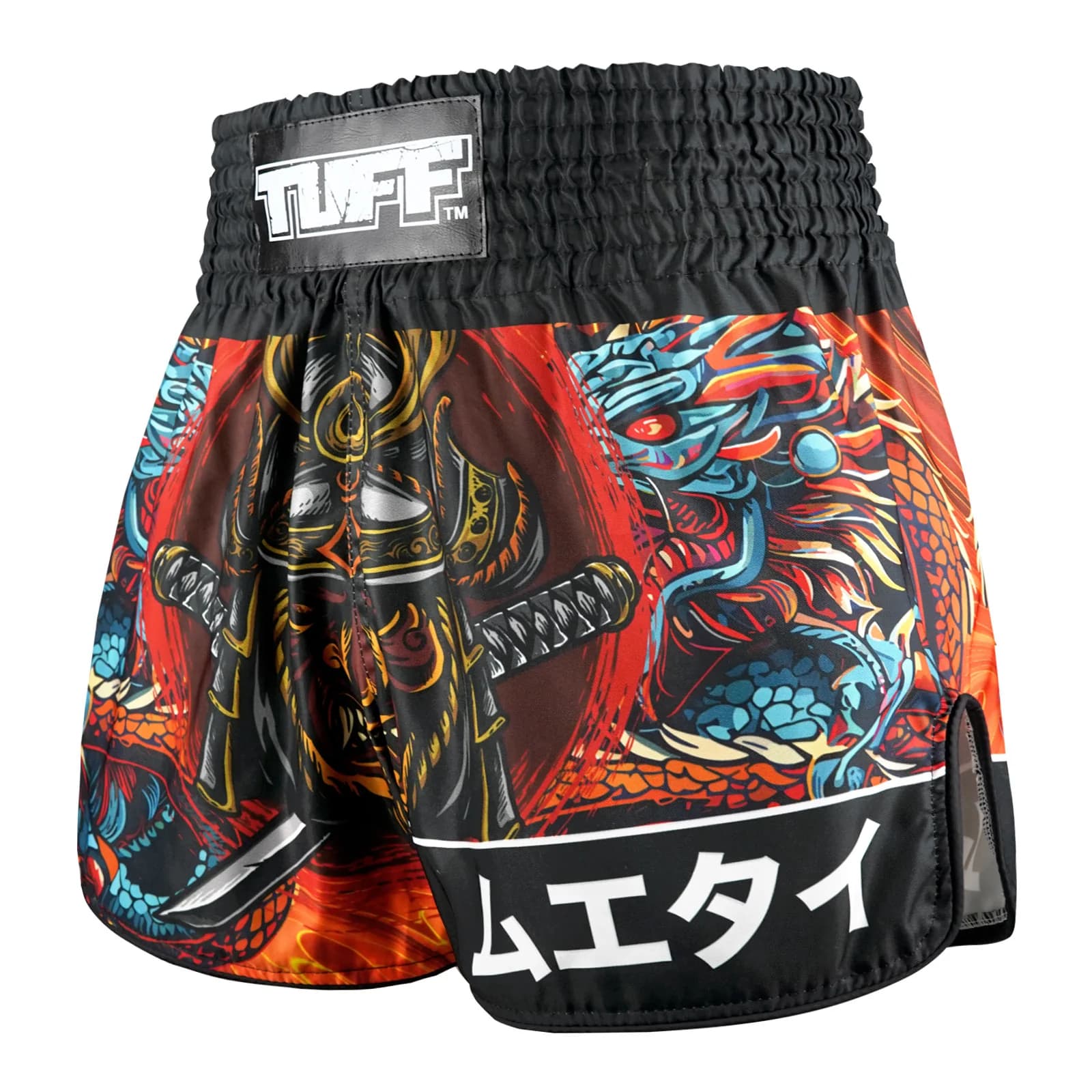 TUFF High-Cut Retro Muay Thai Shorts - Seraphic Seiryu Samurai Saga (RMS103)