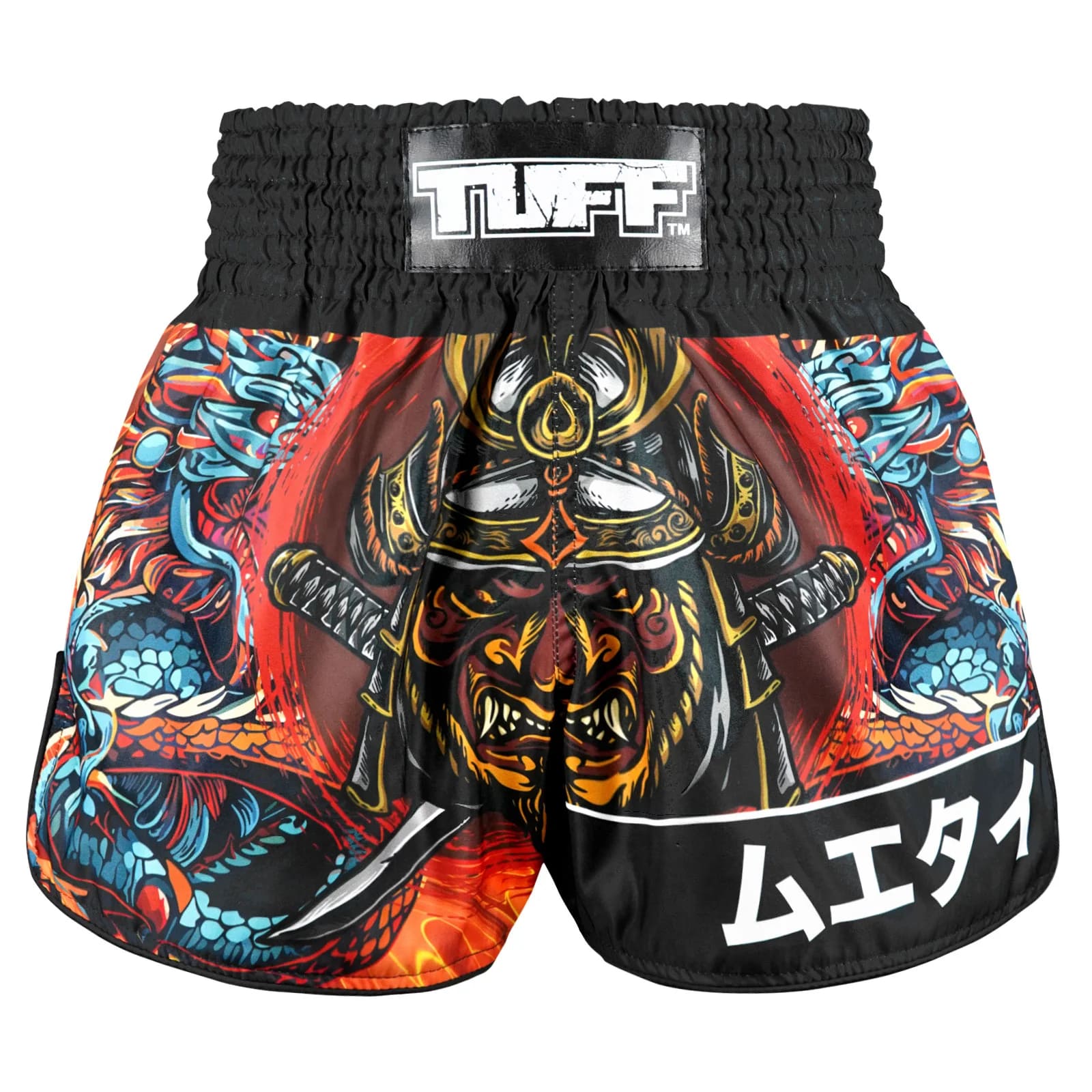 TUFF High-Cut Retro Muay Thai Shorts - Seraphic Seiryu Samurai Saga (RMS103)