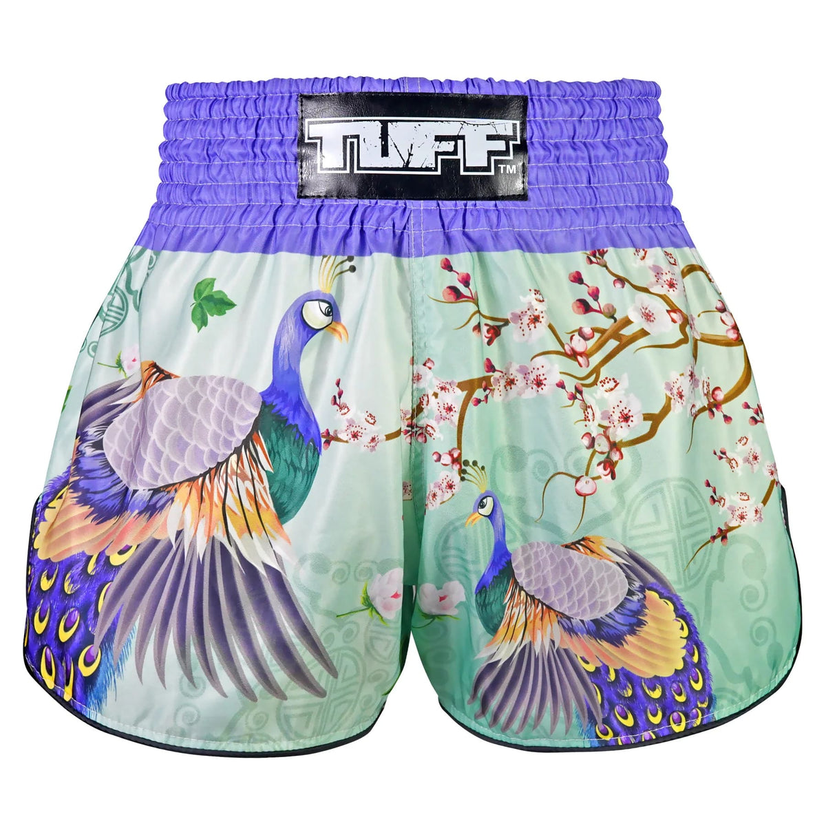 TUFF High-Cut Retro Muay Thai Shorts - Yugana Kujaku The Elegance Peacock (RMS112)