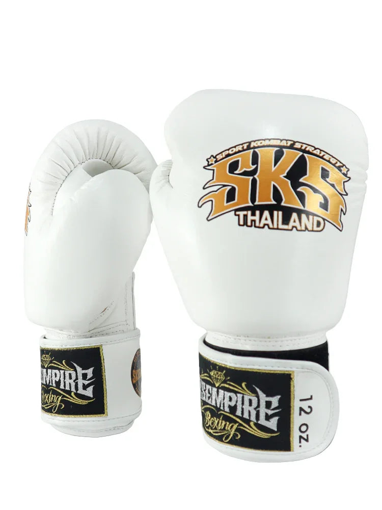 SKS Empire Leather Muay Thai Gloves - White - Muay Thailand