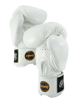 SKS Empire Leather Muay Thai Gloves - White - Muay Thailand