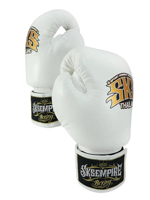 SKS Empire Leather Muay Thai Gloves - White - Muay Thailand