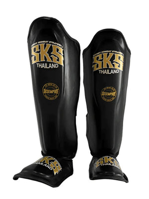 SKS Empire Microfiber Shin Pads - Black - Muay Thailand