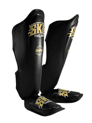 SKS Empire Microfiber Shin Pads - Black - Muay Thailand