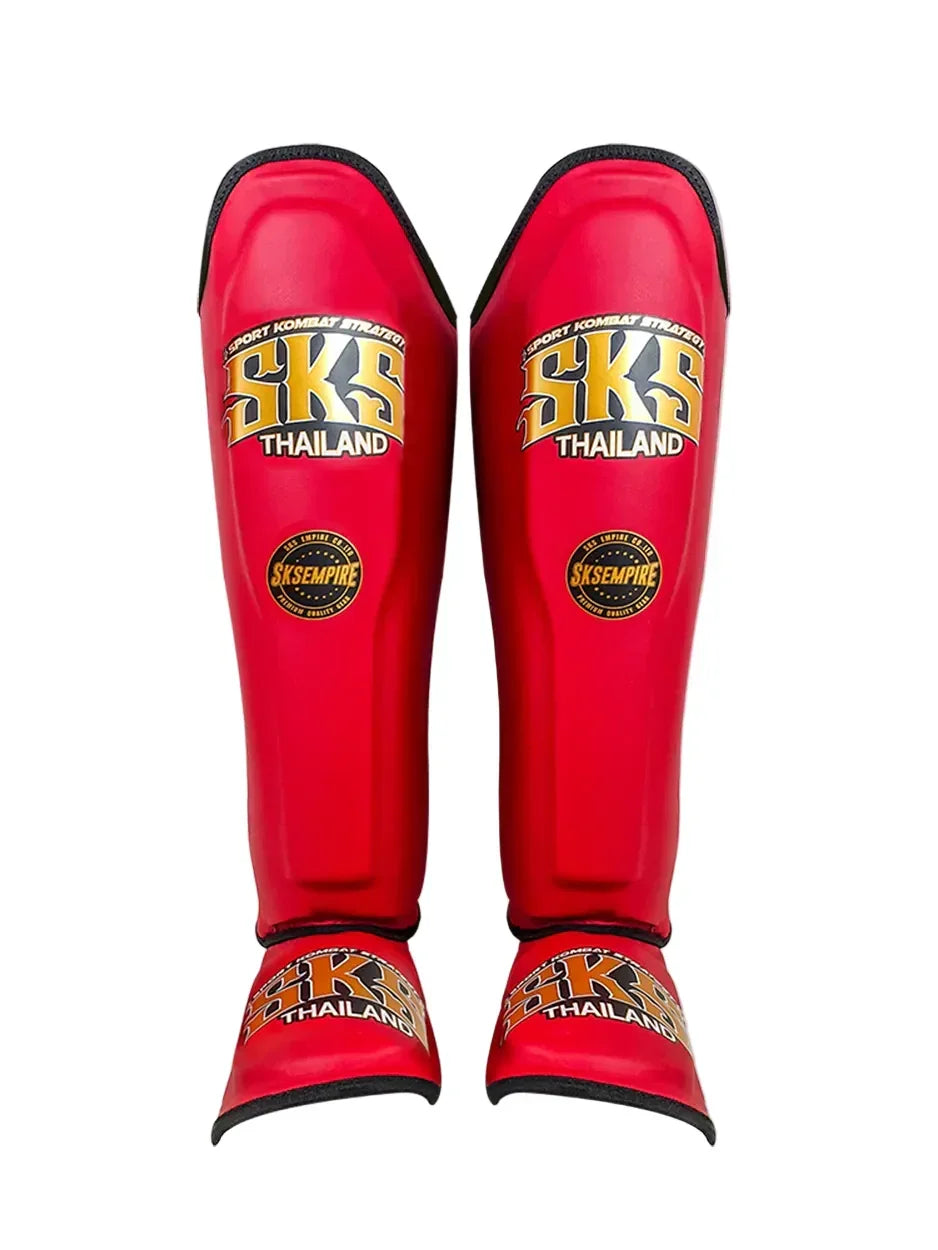 SKS Empire Microfiber Shin Pads - Red - Muay Thailand