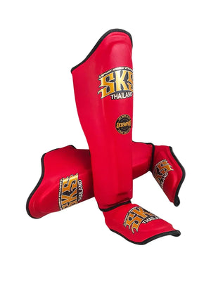 SKS Empire Microfiber Shin Pads - Red - Muay Thailand