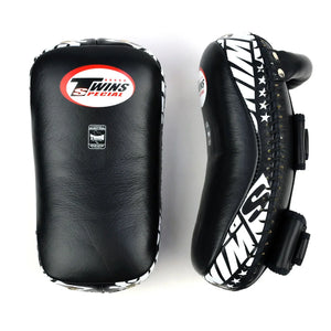 Twins Special Curved Leather Thai Kick Pads - Black (KPL10) - Muay Thailand