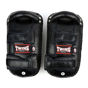 Twins Special Curved Leather Thai Kick Pads - Black (KPL10) - Muay Thailand