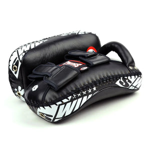 Twins Special Curved Leather Thai Kick Pads - Black (KPL10) - Muay Thailand