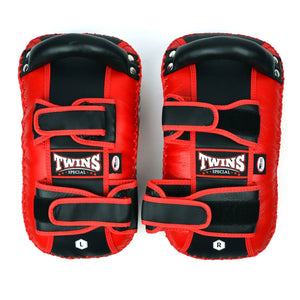 Twins Special Curved Leather Thai Kick Pads - Red & Black (KPL10) - Muay Thailand