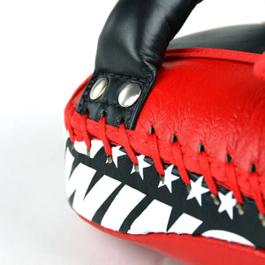 Twins Special Curved Leather Thai Kick Pads - Red & Black (KPL10) - Muay Thailand