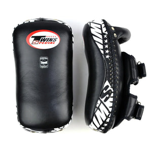 Twins Special Deluxe Curved Leather Kick Pads - Black (KPL12) - Muay Thailand