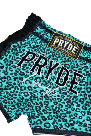 PRYDE Muay Thai Shorts - Green Leopard - Muay Thailand