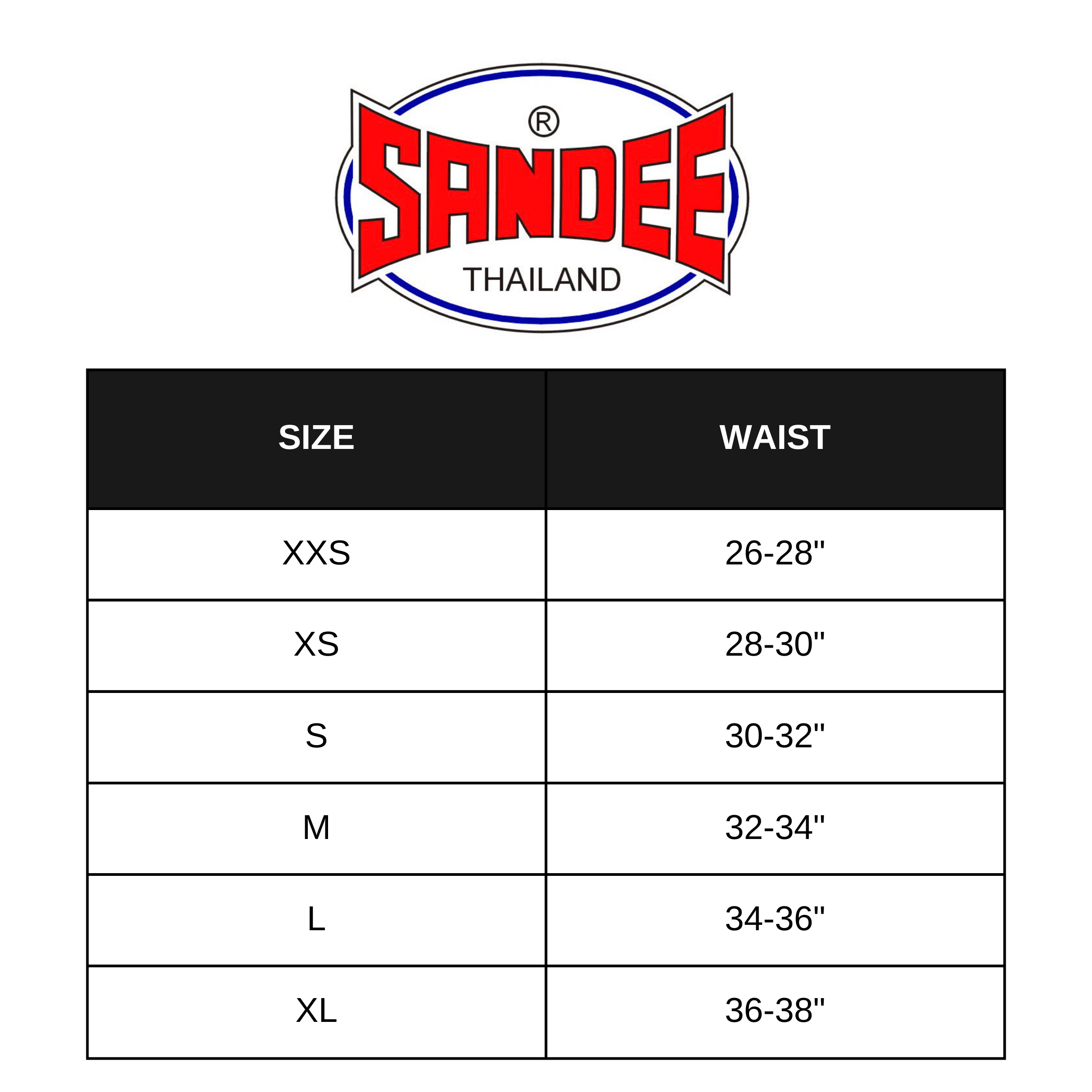 Muay Thai Shorts Size Guide