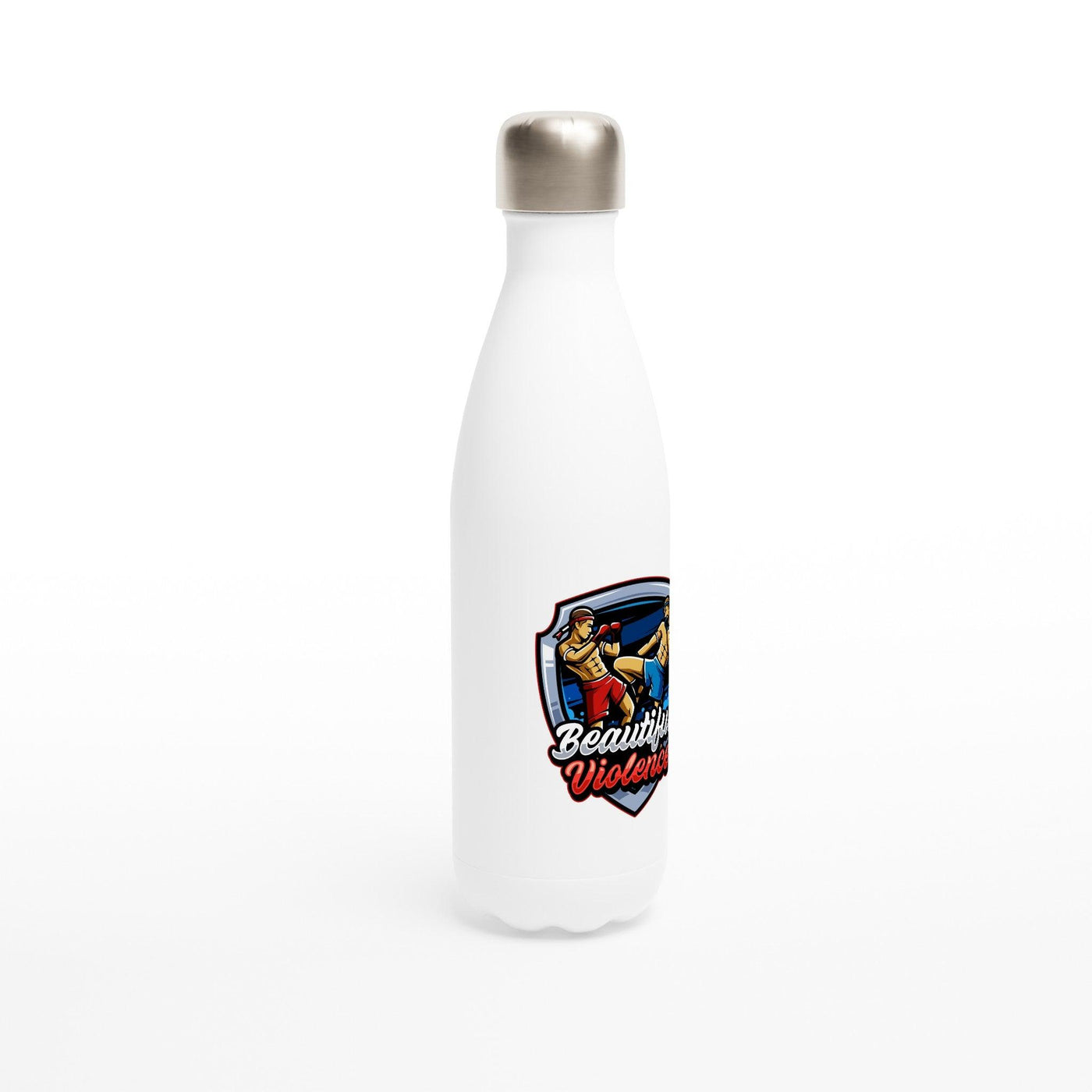 Beautiful Violence - White 17oz Stainless Steel Water Bottle - Muay Thailand