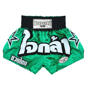 Boon Muay Thai Shorts - Green Stars - Muay Thailand